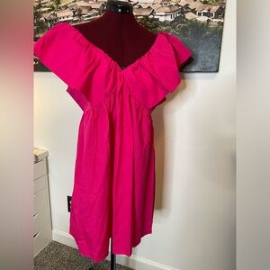 Vibrant Pink Off-Shoulder Dress